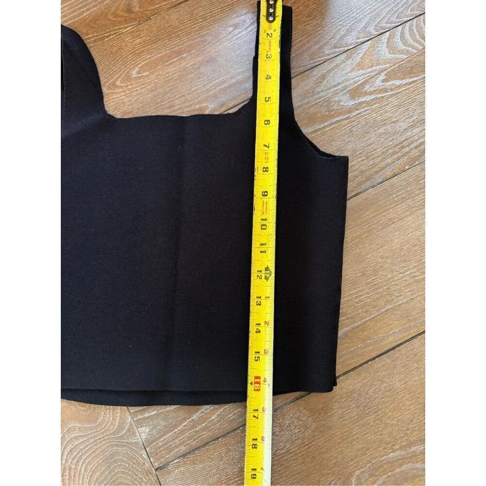 ALC‎ Square Neck Ribbed Knit Tank Top Womens Black Size M (T1)